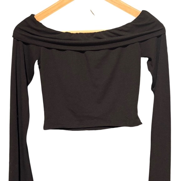 Y2K Black Off Shoulder Crop Top Euphoria Dark Going‎ Out  Rodeo Top Size 2 - Picture 4 of 9